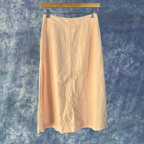 Madewell Peach Patio Button Front Midi Skirt Sz 2 - Picture 3 of 3